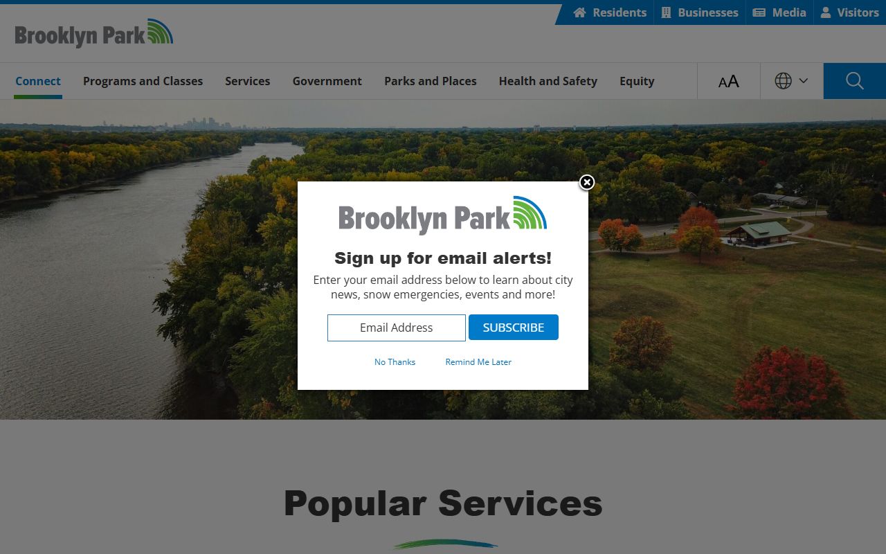City of Brooklyn Park website for Brooklyn Park divorce decree records
