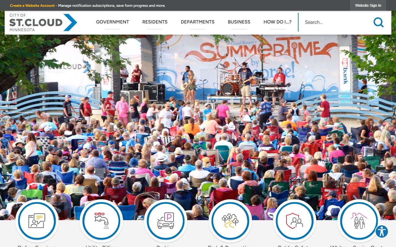 City of St. Cloud website showing city services and court information